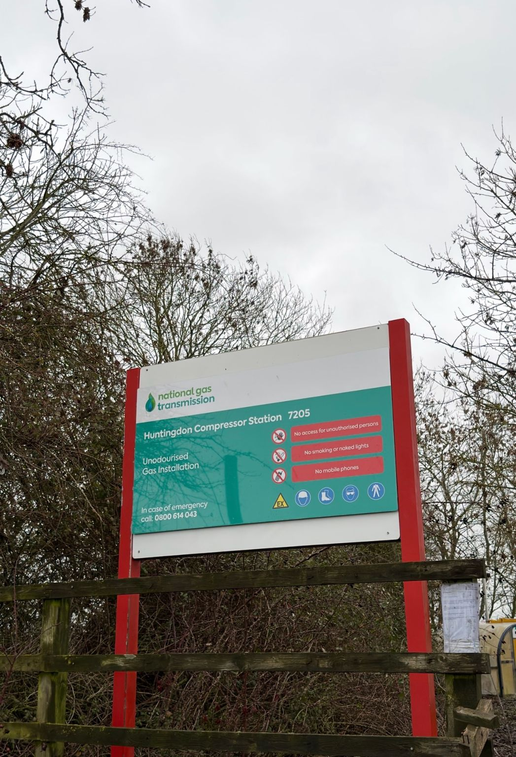 Gas compressor station in Huntingdon during R&D asbestos survey operations